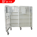 Warehouse equipment foldable and  movable metal storage cages with wheel